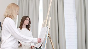 Sexy art students share a big dick