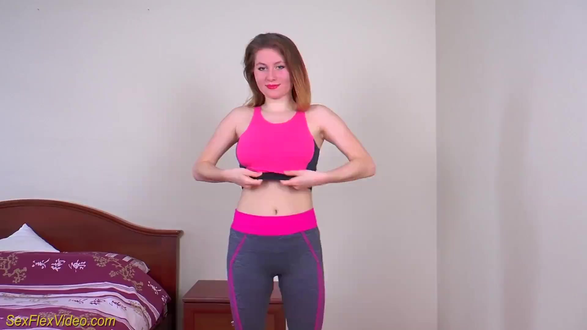 flexi redhead teen shows her limber body