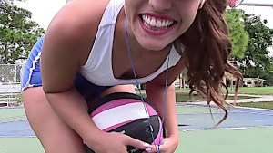 Funny lesbian pussy licking trio after basketball training